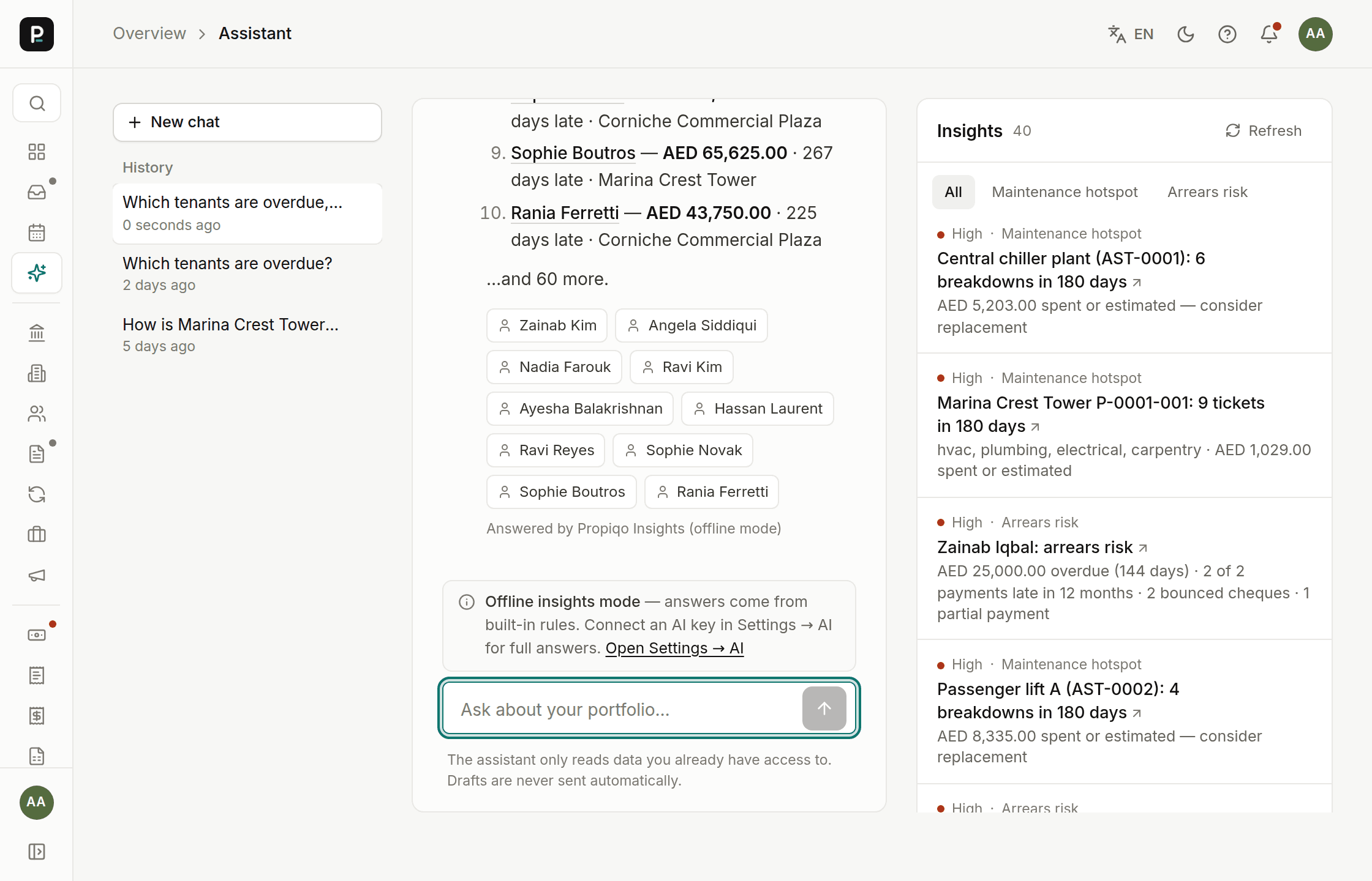 AI assistant with portfolio insights